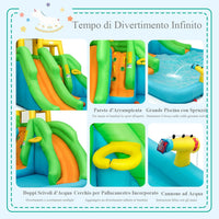 Castello Gonfiabile per Bambini, Con Scivolo, Parete di Arrampicata, Piscina e Canestro da Basket, per 3 Bambini di 3-10 Anni, 400 x 360 x 255 cm (Senza soffiatore)