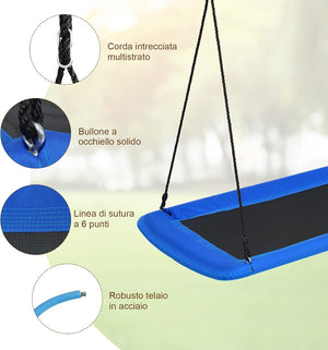 Altalena da Giardino per Bambini, Altalena 150cm con Struttura in Acciaio, Con Corde Regolabili, Adatta per Portico Cortile Giardino (Blu)