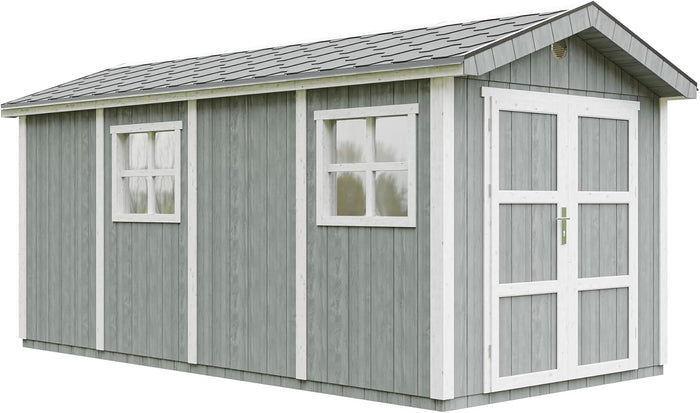 Casetta da giardino di qualit? premium 11,47 m² - H252x250x530 cm - Timbela M915C-CAVERN STEEL