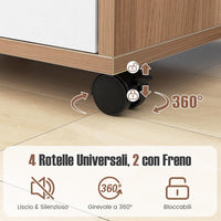 Cassettiera da Ufficio con 5 Cassetti e Ruote, Mobiletto Multiuso per Documenti e Cosmetici, Comodino con Ruote per Camera da letto Studio Ufficio e Soggiorno (Naturale)