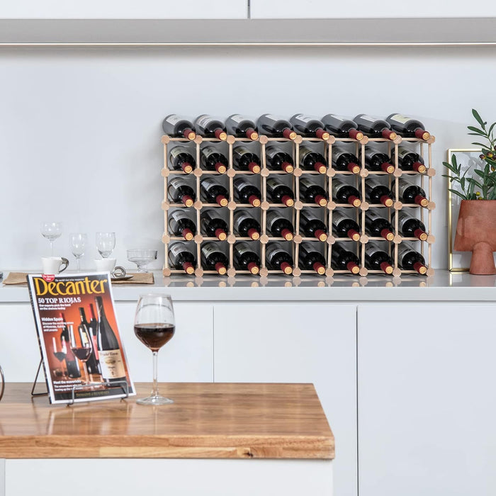 Portabottiglie per Vino in Legno, Scaffale per Vino 36 Bottiglie con Struttura Stabile in Legno Massello, Scaffale Espositivo per Vino a 5 Livelli, 44,5x24x86 cm