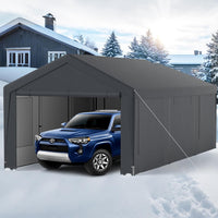Tenda Garage per Auto Impermeabile, Cappanone Posto Auto con 4 Porte e 4 Finestre a Rete Arrotolabile, Tendone Multiuso a Pareti Laterali Rimovibile per Feste ed Eventi, 595 x 300 x 280 cm