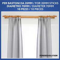 Set di 10 Anelli in Legno Colore Naturale per Bastoni di Tenda in Legno, Diametro 35mm - Robusti ed Eleganti