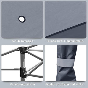 Gazebo da Giardino 3,95 x 3,95 M, Gazebo da Esterno con Tetto a 2 Livelli e 3 Altezze Regolabili, con Borsa,Tessuto Oxford, Ideale per Feste, Barbecue, Giardino, Spiaggia (Grigio)