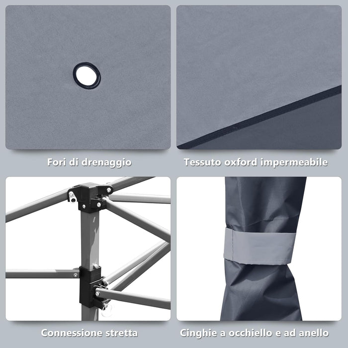 Gazebo da Giardino 3,95 x 3,95 M, Gazebo da Esterno con Tetto a 2 Livelli e 3 Altezze Regolabili, con Borsa,Tessuto Oxford, Ideale per Feste, Barbecue, Giardino, Spiaggia (Grigio)