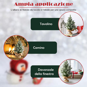 Mini Albero di Natale 50 cm, Albero di Natale Piccolo con Rami in PE, Base Stabile di Cemento, per Casa, Ufficio e Negozio