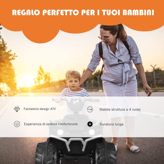 12 V Quad Elettrico per Bambini, Auto Elettrica Cavalcabile con Luci LED e Musica, Velocità Fino a 5km/h, per Bambini 3-7 Anni (Nero)