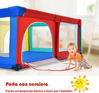 Box per Bambini, Centro Attività Portatile e Sicuro per Bambini, Box Colorato con Cancello, Recinto Extra per Interno ed Esterno con Rete Traspirante Durevole (Colorato)