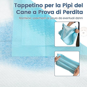 Tappetini Assorbenti per Cani, Tappetini da Interno ed Esterno per Animali Domestici a 6 Strati a Prova di Perdite, Asciugatura Rapida, Monouso per Urine, per Cagnolini (90 x 90 cm)