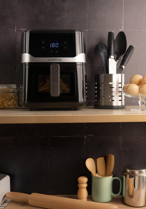 Innoliving Friggitrice ad Aria 5 Litri INN-890 con Pannello Digitale Touch, 7 Programmi Preimpostati, Finestra di Controllo e Luce Interna
