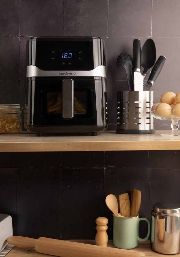 Innoliving Friggitrice ad Aria 5 Litri INN-890 con Pannello Digitale Touch, 7 Programmi Preimpostati, Finestra di Controllo e Luce Interna