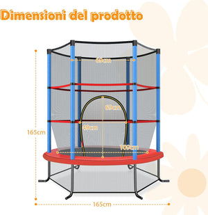 Trampolino Elastico Bambino in Acciaio, Tappeto Elastico Bambini da Esterno e da Interno, con Rete e Cusicnetti Antiscivolo（Blu)
