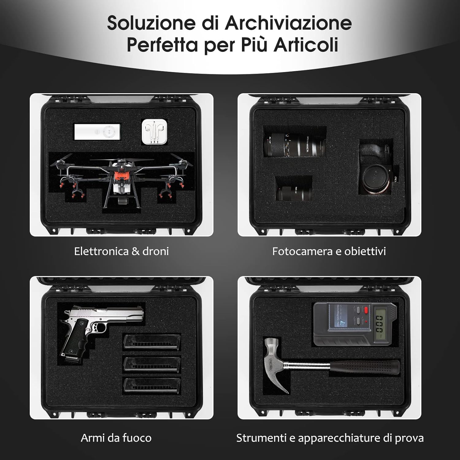 Valigetta per Macchina Fotografica Impermeabile, Custodia per Fotocamera con inserto in Schiuma Personalizzabile, Impermeabile IP66 e Antipolvere (34 x 31 x 16 cm)