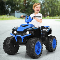12 V Quad Elettrico per Bambini, Auto Elettrica Cavalcabile con Luci LED e Musica, Velocità Fino a 5km/h, per Bambini 3-7 Anni (Blu)