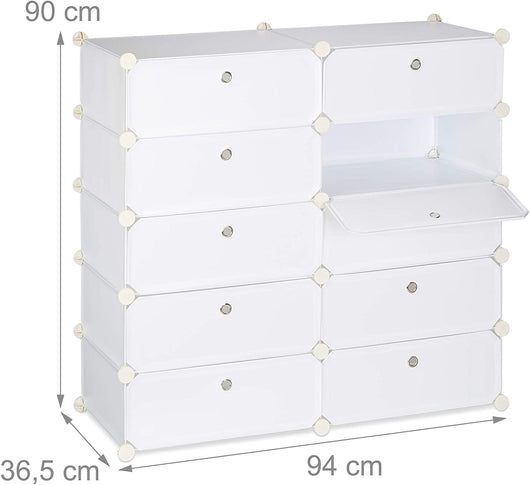 Scarpiera scaffale armadio portaoggetti 10 armadietti 20 paia 90 cm bianco 13_0001633_2