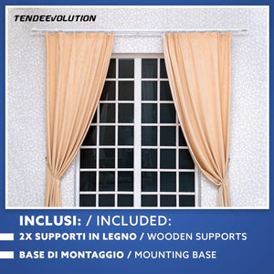 Coppia di Supporti Doppi in Legno per Tenda, Bastone 35 mm, Colore Bianco, 100% Legno di Alta Qualità, Made in Italy