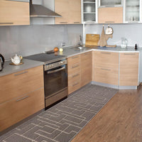 Tappeto Casa Cucina 3D 50x145 Cm Design Geometrico Moderno Assorbente Antiscivolo Beige