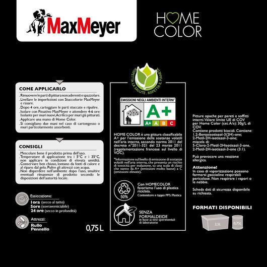 Idropittura Colorata Superlavabile per Interni HomeColor, Colore Smoke, 0.75L