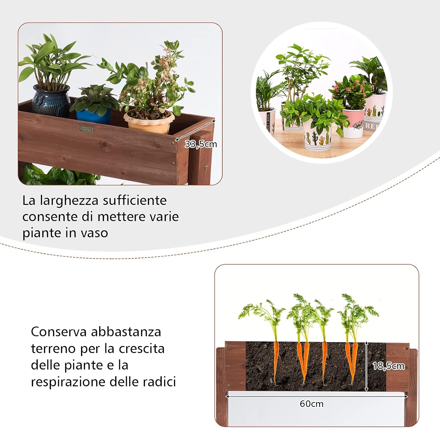 Fioriera di Legno con 3 Livelli, Scaffale per Piante, Scala con Fioriere di Legno Staccabili, Scaffale per Piante Multiuso, Ideale per Interno ed Esterno