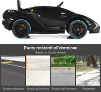 Macchina Elettrica Lamborghini per Bambini da 12V, Veicolo Elettrico Cavalcabile con Luci LED MP3 Telecomando, Fino a 5km/h, +3 Anni (Nero)