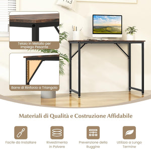 Scrivania per Computer 100 x 50 x 77 cm, Scrivania Moderna e Salvaspazio in Metallo Resistente con Piedini Regolabili, Scrivania Versatile per Casa e Ufficio (Marrone)