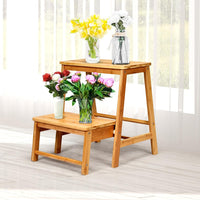 Sgabello Scala in Bambù Sedia Scaletta, Richiudibile Salvaspazio, Portata 100 kg, 45 x 51 x 48 cm (Naturale)