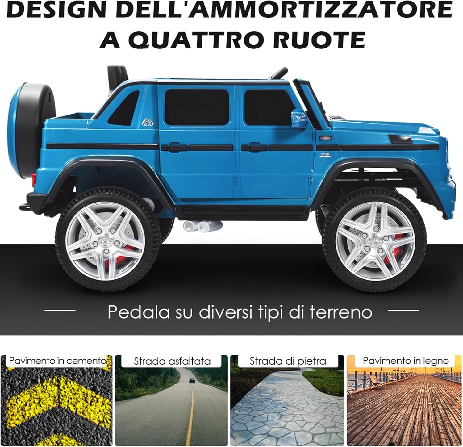 Mercedes Benz Macchina Elettrica per Bambini 12V, Veicolo Elettrico con Luci LED e Chiusura di Sicurezza, Macchina Cavalcabile per Bambini 3-8 Anni (Blu)