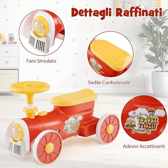 Auto a Spinta per Bambini, macchina cavalcabile con Suono e Spazio di Archiviazione, Auto Scorrevole a Piedi con Volante per Bambini 19-36 Mesi (Arancia)