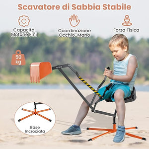 Ruspa Giocattolo per Bambini, Escavatore Cavalcabile con Controlli a 2 Mani e Pala Flessibile, Sedile Girevole a 360°, Regalo per Bambini 3 Anni+ (senza Ruote Arancia)