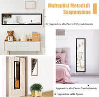 Specchio a Figura Intera Sopra la Porta, Specchio da Parete Lungo con Ganci per la Porta, Ideale per Camera da Letto Soggiorno Ingresso, 33x119 cm (Nero)