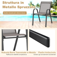 Set di 2/4 Sedie da Giardino, Poltrone in Tessuto Textilene per Esterno, Sedie Impilabili con Gambe in Metallo, Portata 150 kg, 56 x 70 x 84 cm (Grigio,2)