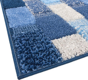 Tappeto Bagno 50x80 cm Moderno Soffice Antiscivolo Assorbente Doccia Blu