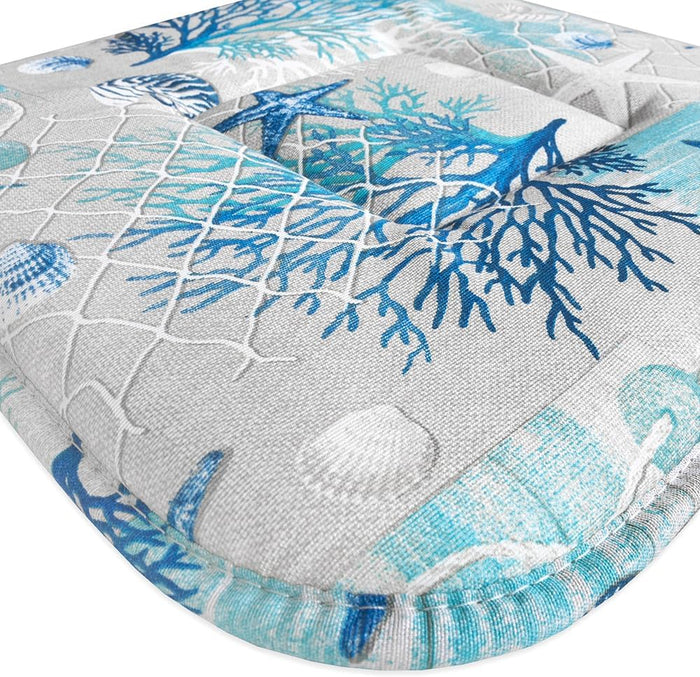 Set 4 Cuscini Sedia Cotone Con Lacci Lavabili Morbidi Universali Coprisedia Spiaggia Stella Marina