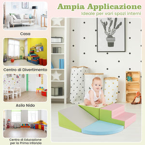 Set di Blocchi in Schiuma per Bambini 4 Pezzi, Set di Costruzioni Morbide in PU + EPE per Sviluppo dei Bambini, Gioco Attivo Interno per Arrampicarsi e Gattonare (Rosa)