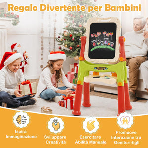 Cavalletto per Bambini, Lavagna Magnetica a Doppia Faccia Regolabile in Altezza, Tavolo da Disegno Staccabile con Manico Portatile e 2 Tazze, per Bambini 3 Anni + (Arancia)