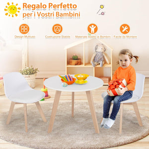 Set Tavolo e Sedie Bambini 3 Pezzi, Tavolino Rotondo per Bambini con 2 Sedie Imbottite, Mobili Cameretta per Bambini da 3 a 8 Anni
