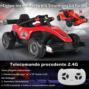 Macchina Elettrica per Bambini, Veicolo elettrico 12V con Telecomando e Batteria Ricaricabile, Musica e Luci LED, Velocità 2-5km/h, per Bambini da 3-7 Anni (Rosso)