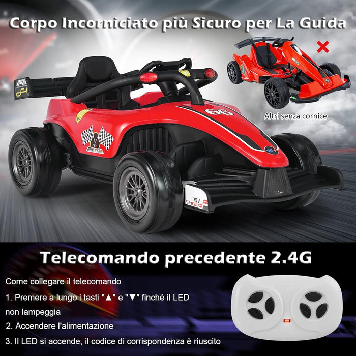 Macchina Elettrica per Bambini, Veicolo elettrico 12V con Telecomando e Batteria Ricaricabile, Musica e Luci LED, Velocità 2-5km/h, per Bambini da 3-7 Anni (Rosso)