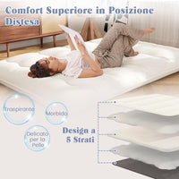 Materasso Futon Pieghevole, Materasso Portatile con Sacca da Trasporto per Camping, Materasso da Terra con Copertura Lavabile (200 x 140 cm, Beige)