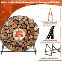 Portalegna da Interno ed Esterno, Porta Legna per Camino in Acciaio Resistente, Portalegna da Ardere per Caminetto e Braciere, Portata 200 kg