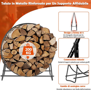 Portalegna da Interno ed Esterno, Porta Legna per Camino in Acciaio Resistente, Portalegna da Ardere per Caminetto e Braciere, Portata 200 kg