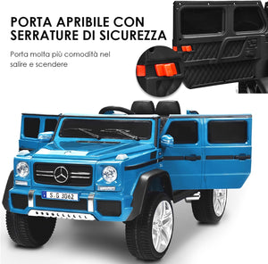 Mercedes Benz Macchina Elettrica per Bambini 12V, Veicolo Elettrico con Luci LED e Chiusura di Sicurezza, Macchina Cavalcabile per Bambini 3-8 Anni (Blu)