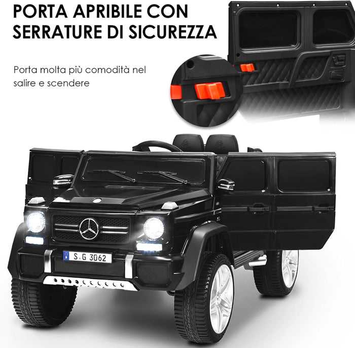 Mercedes Benz Macchina Elettrica per Bambini 12V, Veicolo Elettrico con Luci LED e Chiusura di Sicurezza, Macchina Cavalcabile per Bambini 3-8 Anni (Nero)