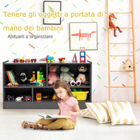 Libreria per Bambini e Organizer Giocattoli, Scaffale di Legno Con 5 Scompartimenti, Per Stanza dei Giochi Camera Dei Bambini Angolo di Lettura Classe Scuola Materna (Grigio)