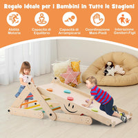 5 in 1 Set da Arrampicata per Bambini, Giochi da Arrampicata Pieghevoli in Legno con Rampe Regolabili e Reversibili, Scala da Arrampicata per Bambini 3+ Anni (Colorato)