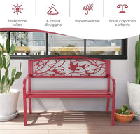 Panchina da Esterno, Panchina in Metallo con Schienale, Sedile Spazioso e Braccioli Ergonomici, Panchina da Giardino, Balcone e Cortile, Portata 280kg, 127 x 59,5 x 62,5 cm