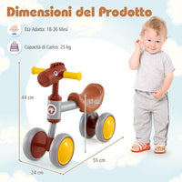 Bicicletta Senza Pedali per Bambini, Bici Equilibrio per Bambini con Sedile in Pelle Aritificiale e Ruote in Schiuma EVA, Bike per Bambini 18-36 Mesi, Portata 25 kg