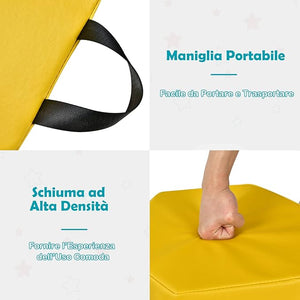 6 Cuscini Esagonali per Bambini con Maniglie, Imbottitura in Schiuma di 5 cm, Sedili Portatili e Flessibili per Asilo Nido, 38 x 34 cm (Arcobaleno)