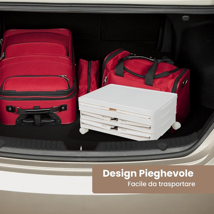 Scarpiera Pieghevole a 3/4/6 Piani, Mobile Multiuso Impilabile con Porte Trasparenti Magnetiche e Ruote Piroettanti Bloccabili, Contenitore con Coperchio per Cibi Giocattoli Abiti (3 Piani)