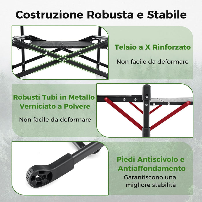 Tavolo da Campeggio Pighevole, Tavolo da Cucina Portatile con 4 Tavoli Laterali, Tavolo da Cucina per Picnic con Mensola Portaoggetti, Borsa